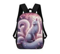 sinyumoney Ninetail White Kitsune Zaino Scolastico Alla Moda Per Studenti, Adatto A Ragazzi E Ragazze, Ideale Per Viaggi All'aperto E Attività Ricreative. 17inch