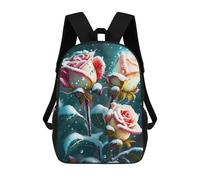 sinyumoney Ninja Cat Zaini Per Ragazzi Zaini Stampati 3D, Zaini Da Viaggio Alla Moda Per Ragazzi (primario, College), Rose in Snow Red Yellow, 17"
