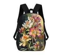 sinyumoney Ninja Cat Zaini Per Ragazzi Zaini Stampati 3D, Zaini Da Viaggio Alla Moda Per Ragazzi (primario, College), Alstroemeria Flower Bloom, 17"