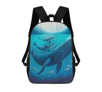 sinyumoney Ocean of Emotions Zaini scolastici per bambini, borsa scolastica stampata 3D per ragazzi, studenti elementari e college, Blue Whale Family, 17"