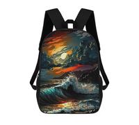 sinyumoney Ocean Sunset Waves-2 Zaini Per Bambini Zaino Scolastico Borsa Scolastica Stampata in 3D Borsa Scolastica Per Ragazzi Studenti Delle Scuole Elementari E Medie 17inch