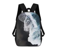 sinyumoney Ocean Wave Crashing on Black SandZaino Scolastico Per Bambini, Zaini Stampati in 3D, Zaini Alla Moda Per La Scuola Elementare E Media Per Ragazzi. 17inch
