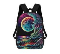 sinyumoney Ocean Wave Zaino Scolastico Per Bambini, Stampato in 3D, Borsa Scolastica Alla Moda, Borsa Scolastica Casual Per Ragazzi, Studenti Delle Scuole Elementari E Medie 17inch