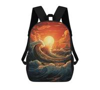 sinyumoney Ocean Waves Sunset Zaino Scolastico Per Bambini Stampato in 3D, Zaini Da Viaggio Ad Alta Capacità, Borse Per Libri, Zaini Scolastici Per Bambini 17inch