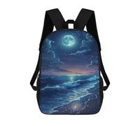 sinyumoney Ocean Waves Under Moonlight -2 Zaino Scolastico Per Bambini, Borsa Scolastica Stampata in 3D Per Ragazzi, Studenti Delle Scuole Elementari E Medie 17inch