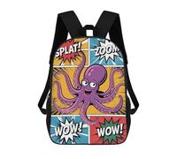 sinyumoney Octopus Comic Art Zaino Scolastico Per Bambini Stampato in 3D, Zaini Da Viaggio Ad Alta Capacità, Borse Per Libri, Zaini Scolastici Per Bambini 17inch