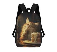 sinyumoney Orange Tabby Cat Cake Cute Zaino Per Bambini Stampato in 3D, Zaino Scolastico Ad Alta Capacità, Zaino Da Viaggio, Borse Per Libri, Zaino Per Bambini 17inch