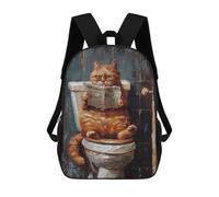 sinyumoney Orange Tabby Cat Toilet Zaino Per Ragazzi, Studenti Adolescenti, Zainetti Per Ragazze, Borse Per Bambini, Scuola Elementare, Scuola Media, Borsa Per Libri 17inch