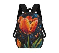 sinyumoney Orange Tulip with Butterfly Painting Zaini, Zaino Per Bambini, Borsa Scolastica Per Studenti, Zaini Da Viaggio Stampati in 3D, Zaino Accessorio Moda, Zaini Impermeabili Per Bambini 17inch