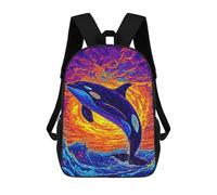sinyumoney Orca Breaching Vibrant Ocean Art Zaino Per Bambini Borsa Scolastica Per Ragazzi Cartone Animato Stampa 3D Borsa Scolastica Per Studenti Zaino Per Laptop Per Ragazzi E Ragazze 17inch