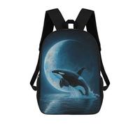 sinyumoney Orca Leaping Under The Moon Zaino Per Bambini Stampato in 3D Zaino Scolastico Per Bambini Zaini Da Viaggio Per Bambini Borse Per Libri Ad Alta Capacità Zaino Per Bambini Zainetto 17inch