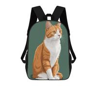 sinyumoney Orca Wave Zaino Da Viaggio Impermeabile Per Computer Portatile Per Uomini, Donne E Adolescenti, Arancione e White Cat Illustrazione, 17"