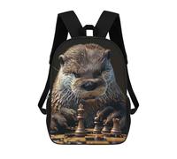 sinyumoney Otter Chess Zaino Scolastico Per Bambini, Borsa Scolastica Stampata in 3D Per Ragazzi, Studenti Delle Scuole Elementari E Medie 17inch