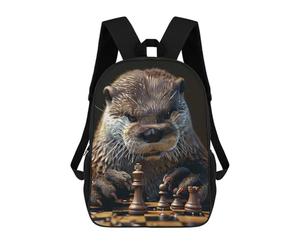sinyumoney Otter Chess Zaino Scolastico Per Bambini, Borsa Scolastica Stampata in 3D Per Ragazzi, Studenti Delle Scuole Elementari E Medie 17inch