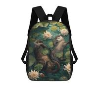 sinyumoney Otter Relaxing in Lily Pads Zaino, Zaino Per Bambini, Borsa Scolastica Per Studenti, Zaino Per Libri, Borsa Scolastica Stampata in 3D Per Ragazzi E Ragazze 17inch
