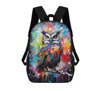 sinyumoney Owl Painting Bird Poster Zaino Scuola Per Ragazze E Ragazzi Con Tasca Zaino Alla Moda Per Bambini, Owl Painting Bird Poster, 17"
