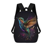 sinyumoney Owl Painting Bird Poster Zaino Scuola Per Ragazze E Ragazzi Con Tasca Zaino Alla Moda Per Bambini, Ummingbird Bird, 17"