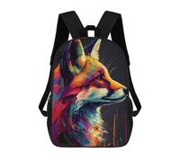 sinyumoney Owl Spirits Mystic Guardians - Zaino scolastico per bambini, con stampa 3D, alla moda, per ragazzi, studenti elementari e college, Colorful Fox Ritratto-9, 17"
