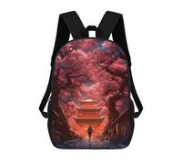 sinyumoney Owl Spirits Mystic Guardians - Zaino scolastico per bambini, con stampa 3D, alla moda, per ragazzi, studenti elementari e college, Cherry Blossom Pathway, 17"