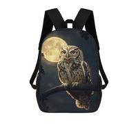 sinyumoney Owl Under Full Moon Zaini Stampati in 3D Per Bambini, Zaini Scolastici, Borse Scolastiche, Zaini Alla Moda Per Ragazzi, Studenti Delle Scuole Elementari E Medie 17inch