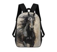 sinyumoney Pallet Rotweiler Painting Zaini Scuola Stampati 3D - Zaini alla moda per ragazzi della scuola primaria e del college, Black Horse Pallet, 17"