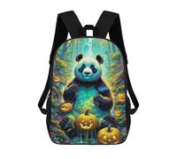 sinyumoney Panda in Halloween Forest Zaino Scolastico Alla Moda Per Studenti, Adatto A Ragazzi E Ragazze, Ideale Per Viaggi All'aperto E Attività Ricreative. 17inch