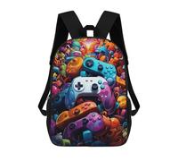 sinyumoney Panda in Nest Zaino scolastico stampato 3D per bambini, zaino da viaggio, borsa alla moda e casual per scolari, Colorful Gaming Controllers -19, 17"