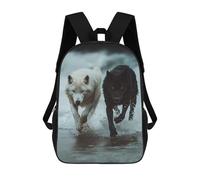 sinyumoney Panda Zaino Con Tasca, Zaini Stampati 3D, Borse Da Viaggio, Borse Da Libri, Borse Da Scuola Per Bambini, White And Black Wolves Running, 17"