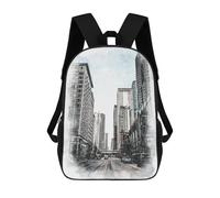 sinyumoney Paris City Zaini Per Ragazzi Zaini Stampati 3D Zaini Da Viaggio Alla Moda Per Ragazzi (primario, College), Chicago Street, 17"
