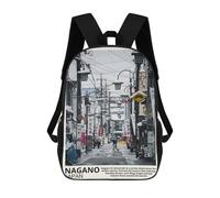 sinyumoney Paris City Zaini Per Ragazzi Zaini Stampati 3D Zaini Da Viaggio Alla Moda Per Ragazzi (primario, College), Nagano Japan, 17"