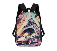 sinyumoney Paris Eiffel Tower 2 Zaino Scolastico Stampato in 3D Per Bambini, Zaino Scolastico Casual Alla Moda Per Bambini Studenti 17inch