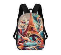 sinyumoney Paris Eiffel Tower 3 Zaino Scolastico Per Bambini, Zaino Casual Da Viaggio Per Ragazzi E Ragazze, Zaino Da Giorno Di Grande Capacità 17inch