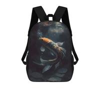 sinyumoney Peaceful Koi Fish Swim Zaini Stampati in 3D, Borsa Scolastica Casual Per Bambini, Borsa Scolastica Alla Moda Per Ragazzi, Studenti Delle Scuole Medie 17inch