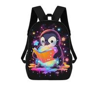 sinyumoney Penguin Bazooka Zaini scolastici per bambini, borsa scolastica stampata 3D per ragazzi, studenti elementari e college, Space Penguin Reading Book, 17"