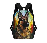 sinyumoney Penguin Stained Glass Zaini Scuola Per Bambini, Borsa Scuola Stampa 3D Per Ragazzi Studenti Della Scuola Elementari E Del College, German Shepherd Stained, 17"