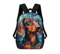 sinyumoney Penguin Stained Glass Zaini Scuola Per Bambini, Borsa Scuola Stampa 3D Per Ragazzi Studenti Della Scuola Elementari E Del College, Dachshund Dog, 17"