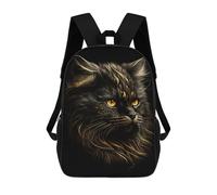 sinyumoney Persian Cats Black Gold Zaino Scolastico Per Bambini, Stampato in 3D, Borsa Scolastica Alla Moda, Borsa Scolastica Casual Per Ragazzi, Studenti Delle Scuole Elementari E Medie 17inch