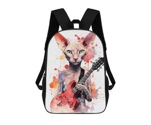 sinyumoney Peterbald Cat Playing Zaino Scolastico Stampato in 3D, Borse Scolastiche Per Ragazzi E Ragazze, Zaino Per Laptop Per Bambini/studenti/adulti 17inch