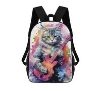 sinyumoney Peterbald Cat Playing Zaino Scuola Per Ragazze E Ragazzi Grande Zaino Leggero Per Bambini E Studenti, Carino Cat Guitars Play, 17"
