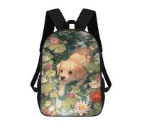 sinyumoney Phoenix Painting Zaini Per Bambini, Zaini Scuola Stampati 3D, Zaini Da Viaggio Alla Moda Per Bambini (primario, College), Golden Retriever In Lily Pond, 17"
