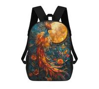 sinyumoney Phoenix Stained Glass Art Zaini Scolastici Per Bambini Stampati in 3D, Zaini Casual Per La Scuola, Zaini Da Viaggio Ad Alta Capacità Per Bambini 17inch