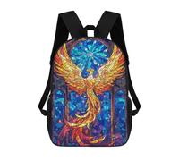 sinyumoney Phoenix Stained Glass Zaino Scolastico Per Bambini, Borsa Scolastica Stampata in 3D Per Ragazzi, Studenti Delle Scuole Elementari E Medie 17inch