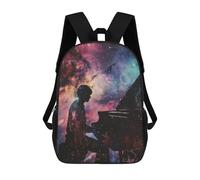 sinyumoney Pianist Galaxy Silhouette Zaino Scolastico Per Bambini, Stampato in 3D, Borsa Scolastica Alla Moda, Borsa Scolastica Casual Per Ragazzi, Studenti Delle Scuole Elementari E Medie 17inch