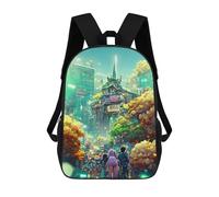 sinyumoney Pigs in Military Gear Zaino Scuola Stampato 3D Per Bambini, Zaino Da Viaggio Alla Moda E Casual Per Studenti, Neon Cityscape Vibrante Urban Fantasy, 17"