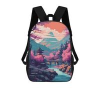 sinyumoney Pink Cherry Blossom Lake Zaino Scolastico Alla Moda Per Studenti, Adatto A Ragazzi E Ragazze, Ideale Per Viaggi All'aperto E Attività Ricreative. 17inch