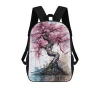 sinyumoney Pink Cherry Blossoms Zaino Scolastico Stampato in 3D Per Bambini, Zaino Scolastico Casual Alla Moda Per Bambini Studenti 17inch