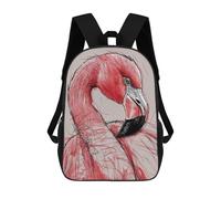 sinyumoney Pink Flamingo Drawing Zaino Scolastico Per Bambini, Borsa Scolastica Stampata in 3D Per Ragazzi, Studenti Delle Scuole Elementari E Medie 17inch