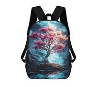 sinyumoney Pink Tree in Blue Cave Zaino Scolastico Per Bambini, Zaino Casual Da Viaggio Per Ragazzi E Ragazze, Zaino Da Giorno Di Grande Capacità 17inch