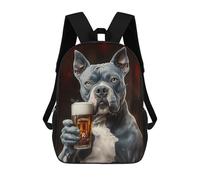 sinyumoney Pitbull Dog Holding Beer Zaino, Zaino Per Bambini, Borsa Scolastica Per Studenti, Zaino Per Libri, Borsa Scolastica Stampata in 3D Per Ragazzi E Ragazze 17inch