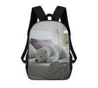 sinyumoney Polar Bear Plush on Bed Zaino Per Bambini Stampato in 3D Zaino Scolastico Per Bambini Zaini Da Viaggio Per Bambini Borse Per Libri Ad Alta Capacità Zaino Per Bambini Zainetto 17inch